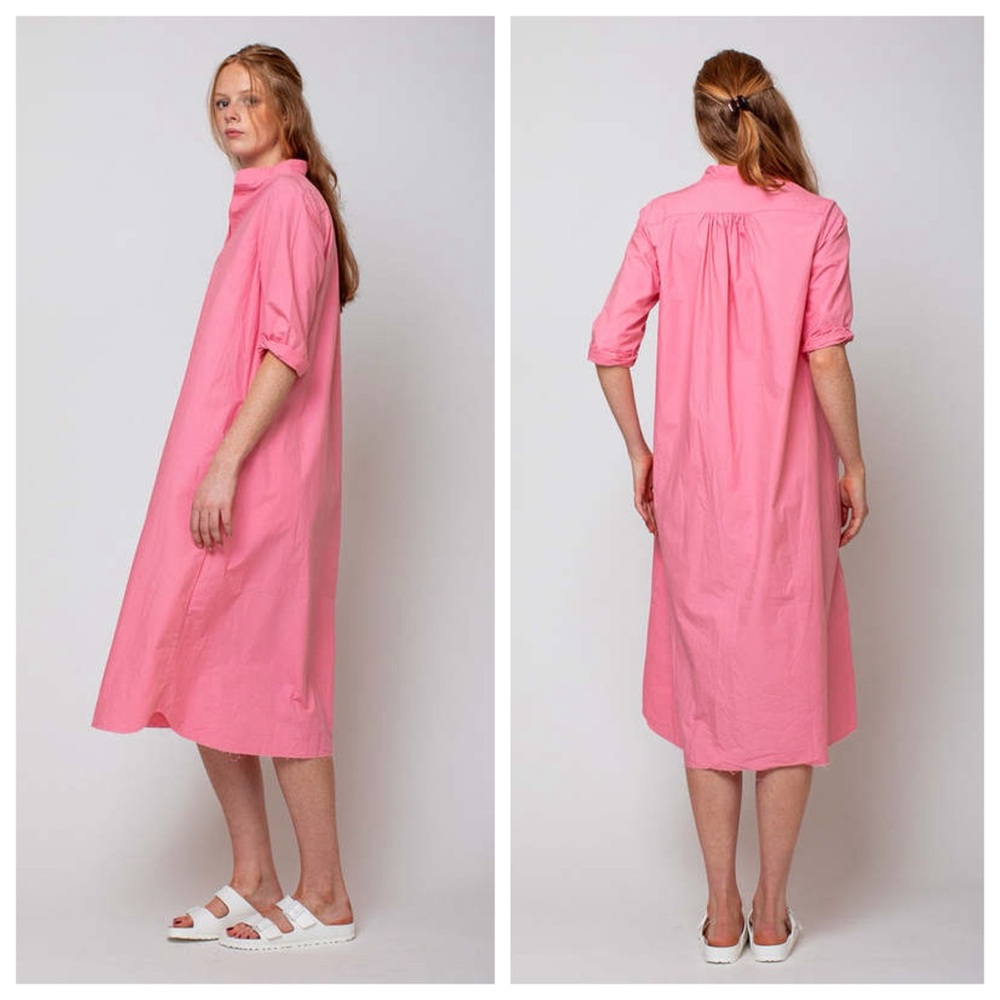 Sula Clothing Dewey Poplin Dress (Sz XS) Cotton A-Line Midi Tunic Sea Pink - Picture 2 of 16